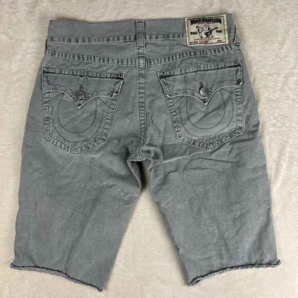 True Religion Shorts Men’s 34 Straight Cut Off Dual Duty Smoke Pocket Flap Gray - Picture 7 of 11